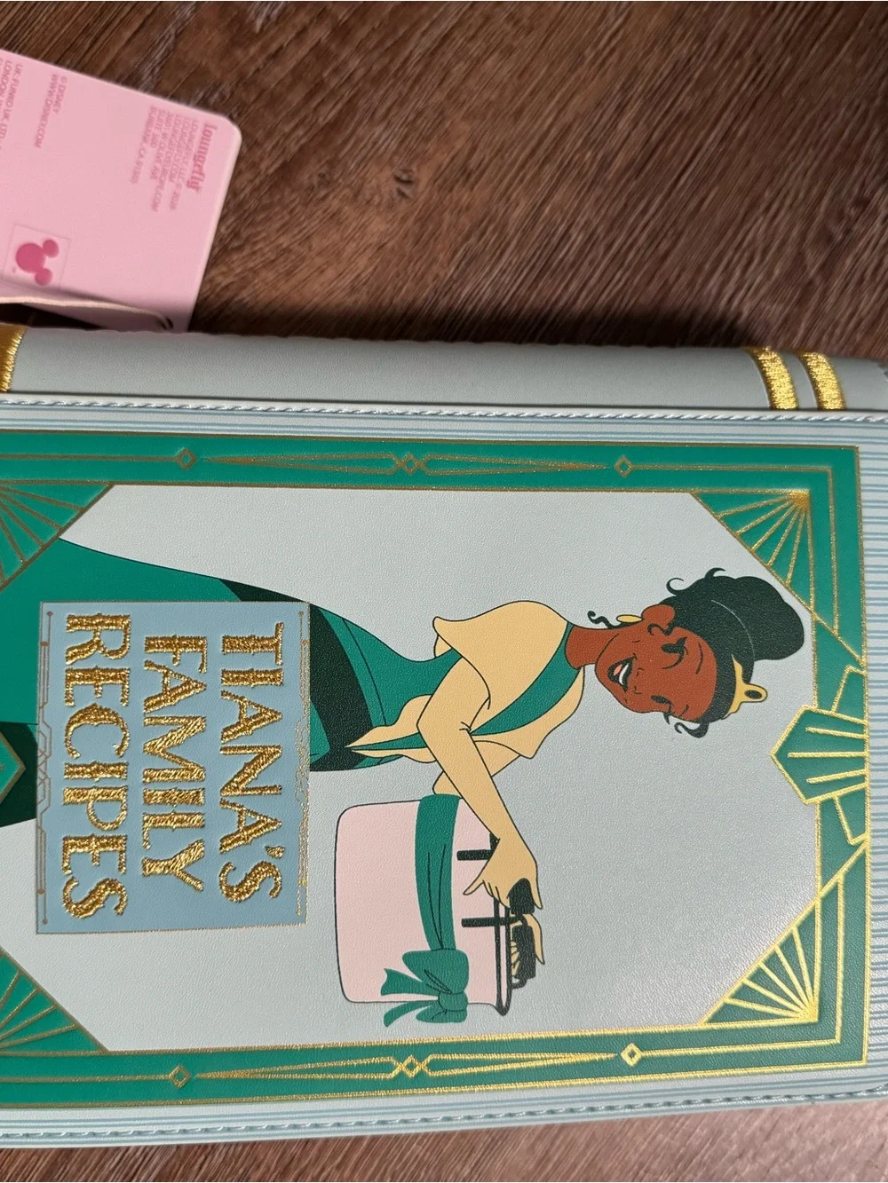 Tiana's Family Recipes Green & Gold Recipe Clutch Bag